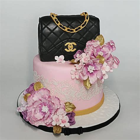 chanel perfume birthday cake|Chanel bag cake.